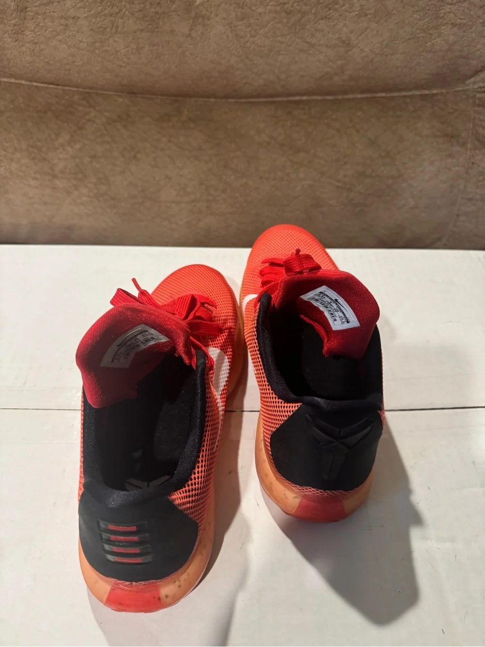 Kids Nike Kobe Bryant mamba Red Athletic Sneakers with White Swoosh